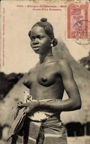 Ak Barbusige Afrikanerin, Porträt