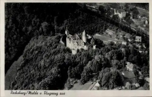 Ak Rochsburg Lunzenau, Schloss, Fliegeraufnahme, Gasthaus Muldenschlösschen