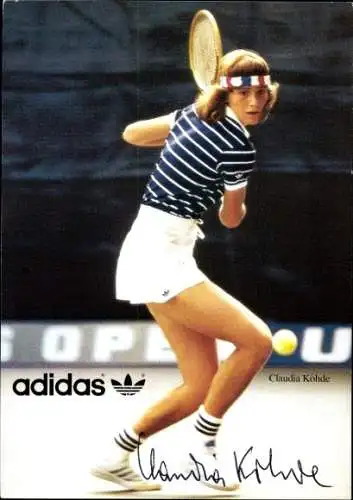 Ak Deutsche Tennisspielerin Claudia Kohde, Autogramm, addidas