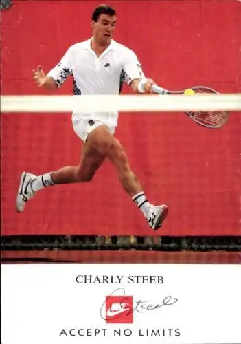 Ak Tennisspieler Charly Steeb im Spiel, Autogramm