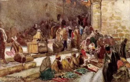 Künstler Ak Jerusalem Israel, Vorplatz der Grabeskirche
