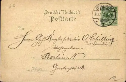 Litho Eberswalde in der Mark, Forst-Akademie, Wasserfall, Töchterschule, Pensionat, Neujahr