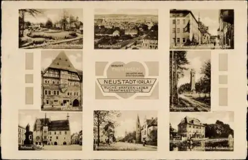 Ak Neustadt an der Orla, Rathaus, Gesamtansicht, Bismarckturm, Karl-Alexander-Straße