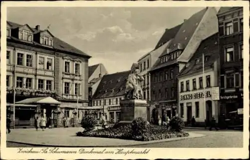 Ak Zwickau in Sachsen, Schumann Denkmal am Hauptmarkt, Handlung Benno Dietzel