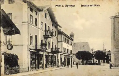 Ak Prien am Chiemsee Oberbayern, Straße, Platz