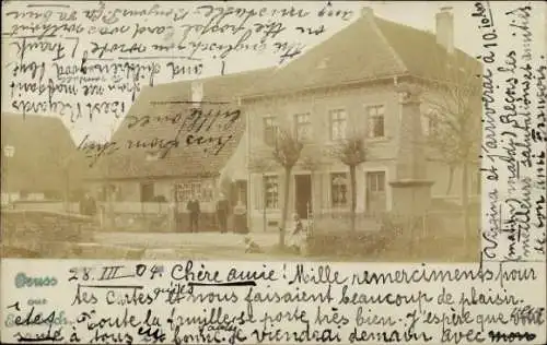 Foto Ak Eschbach im Markgräflerland, Wohnhaus, Denkmal, Passanten