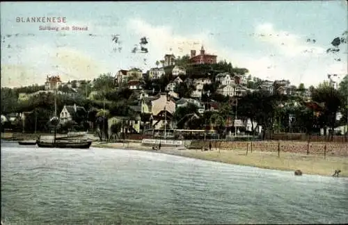 Ak Blankenese Altona Hamburg, Süllberg mit Strand, 1908