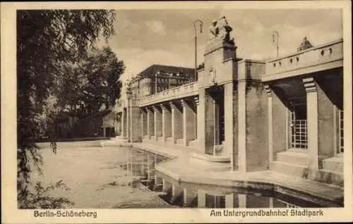 Ak Berlin Schöneberg, Am Untergrundbahnhof Stadtpark