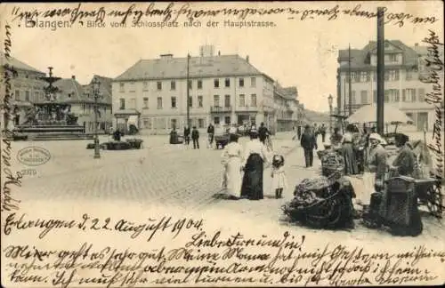 Ak Erlangen in Mittelfranken Bayern, Hauptstraße vom Schlossplatz aus gesehen