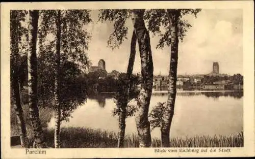 Ak Parchim in Mecklenburg, Stadtansicht vom Eichberg