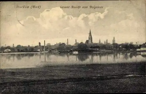 Ak Storkow in der Mark, Blick auf den Ort vom Dolgensee aus