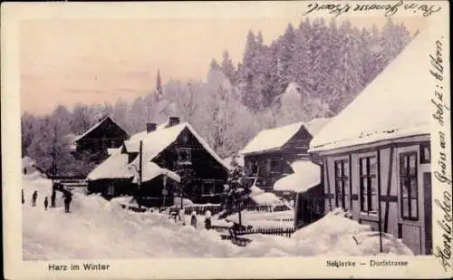 Ak Schierke Wernigerode am Harz, Ortspartie im Winter