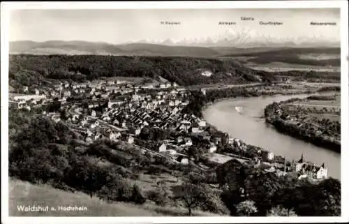 Ak Waldshut Tiengen am Hochrhein, Panorama der Ortschaft mit Blick zum Altmann