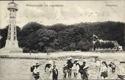 Ak Hamburg Altona Rissen Wittenbergen, Leuchtturm, Strandleben