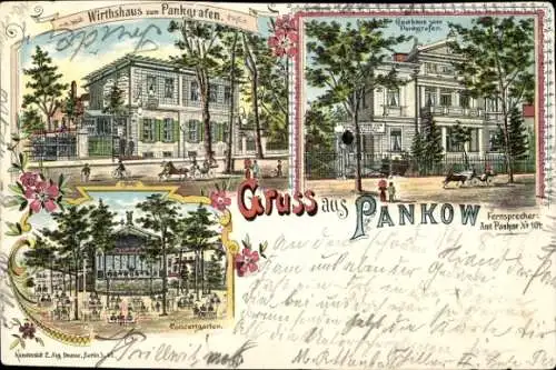 Litho Berlin Pankow, Gasthof zum Pankgrafen, Konzertgarten