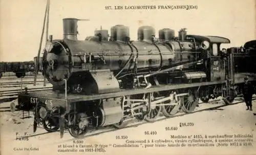 Ak Französische Eisenbahn, Lokomotive Nr. 4115