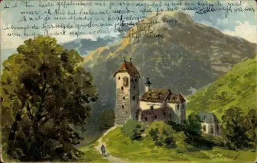 Litho Gebirge, Berge, Haus, Turm, Wiese