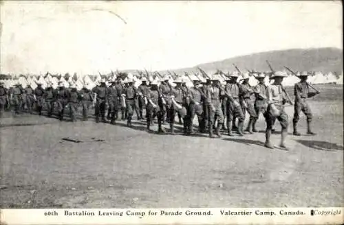 Ak 60th Battalion Leaving Camp for Parade Ground, Valcartier Camp, Canada