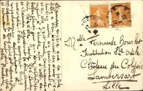 Ak Mädchen mit Hund und Katze