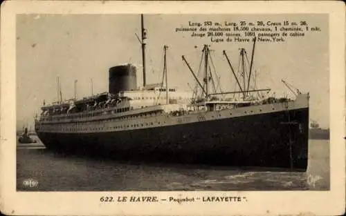 CPA Le Havre, Paquebot Lafayette, Compagnie Générale Transatlantique