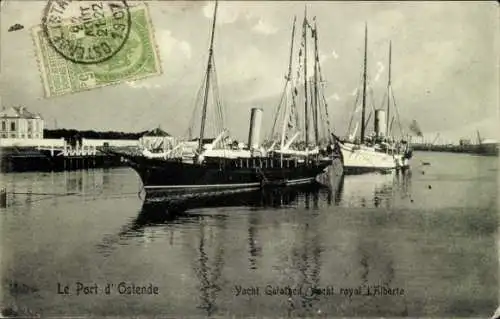 CPA Ostende, Port, Yacht Galathea, Ycht royal Alberta