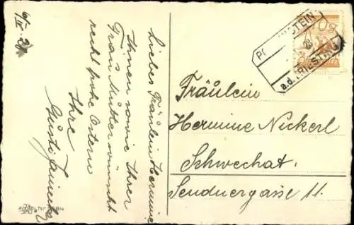 Ak Frohe Ostern,  Osterhase mit Weidenkätzchen