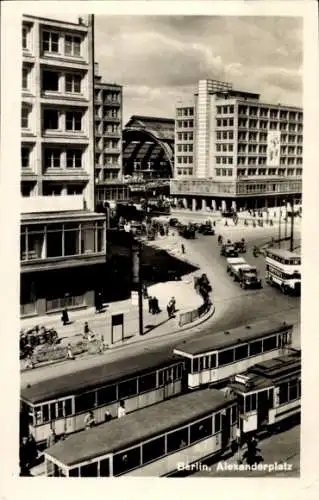 Ak Berlin Mitte, Alexanderplatz, Straßenbahnen