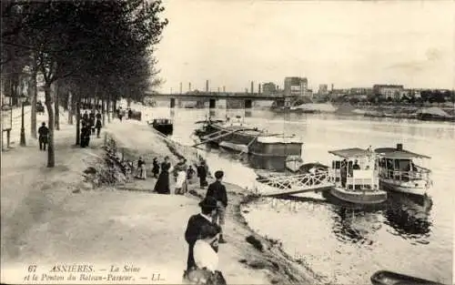 Ak Asnières sur Seine Hauts-de-Seine, Seine, Ponton du Bateau Passeur