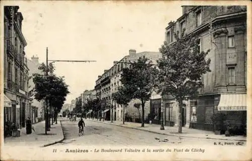 Ak Asnières sur Seine Hauts-de-Seine, Boulevard Voltaire, Pont Clichy