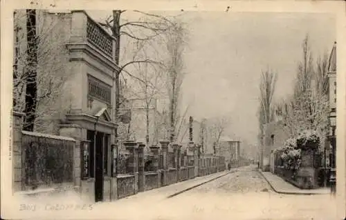 Ak Bois Colombes Hauts de Seine, Rue de Sentier, Winter