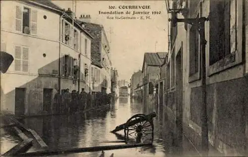 Ak Courbevoie Hauts de Seine, Inondation de Janvier 1910, Rue St-Germain