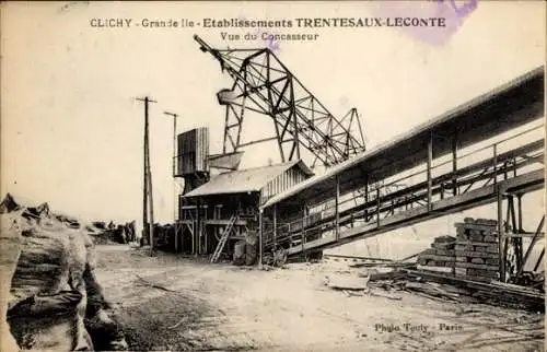 Ak Clichy Hauts de Seine, Grande Ile Etablissements Trentesaux-Leconte, Vue du Concasseur