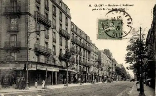 Ak Clichy Hauts de Seine, Boulevard National près de la rue du Guichet