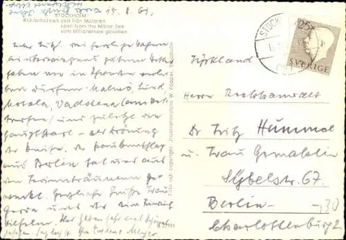 Ak Stockholm Schweden, Segelboot, Riddarholmen, Wolken, Mälarsee