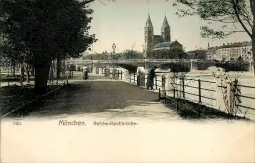 Ak München, Reichenbachbrücke, Kirche