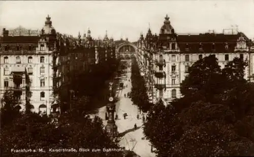 Ak Frankfurt am Main,  Kaiserstraße, Blick zum Bahnhof