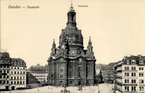 Ak Dresden Altstadt Johannstadt, Frauenkirche, Neumarkt, historisches Gebäude