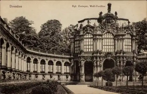 Ak Dresden Altstadt, Königlicher Zwinger, Wall-Pavillon