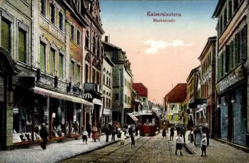 Ak Kaiserslautern in der Pfalz,  Marktstraße, historische Gebäude, Straßenansicht, Menschen