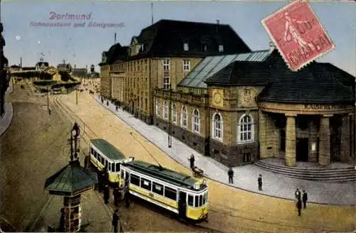 Ak Dortmund im Ruhrgebiet, Bahnpostamt und Königswall, Straßenbahn