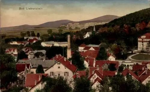 Ak Bad Liebenstein im Thüringer Wald, Frohe farbenfrohe Landschaft, alte Gebäude, klare Sicht ...