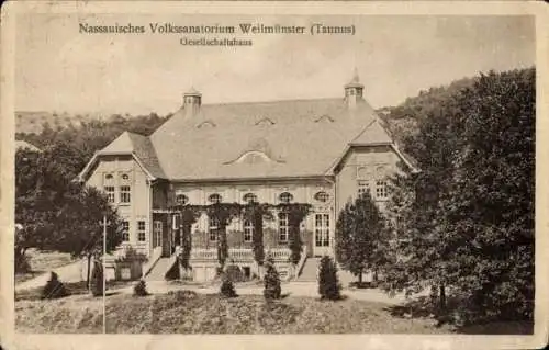 Ak Weilmünster im Taunus Hessen, Nassauisches Volkssanatorium, Gesellschaftshaus