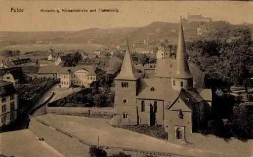 Ak Fulda in Hessen, Hinterburg, Michaelskirche, Frauenberg, Stadtansicht