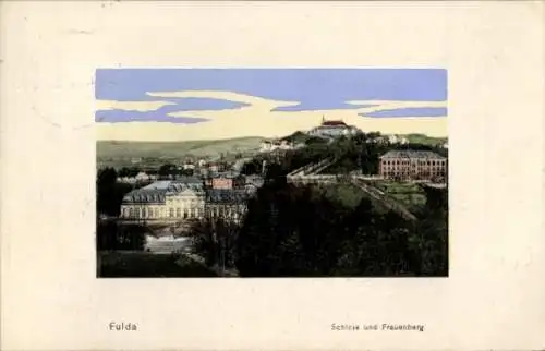 Ak Fulda in Hessen, Schloss und Frauenberg, idyllische Landschaft, historisches Gebäude