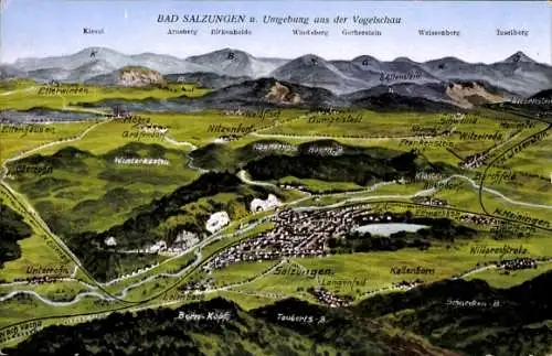 Landkarten Ak Bad Salzungen im Wartburgkreis, Leimbach, Kaltenborn, Kloster Allendorf, Nitzendorf