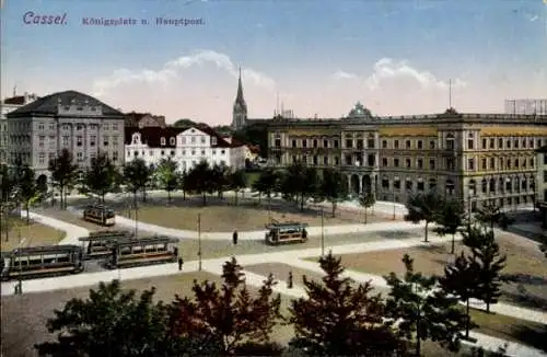 Ak Kassel in Hessen, Blick auf Königsplatz und Hauptpost 