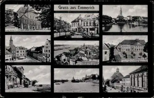 Ak Emmerich am Niederrhein, Verschiedene Ansichten aus  Rheinansicht, Gebäude, Stadtansichten