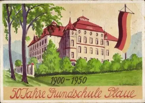 Ak Plaue Bernsdorf Flöha in Sachsen, 50 Jahre Grundschule 1900-1950