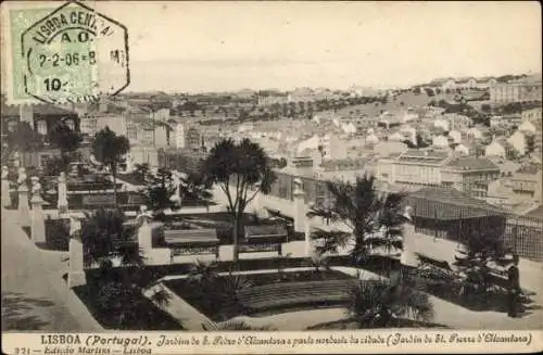 Ak Lisboa Lissabon Portugal, Blick auf den Jardim de S. Pedro d'Alcantara, Stadtlandschaft, hi...