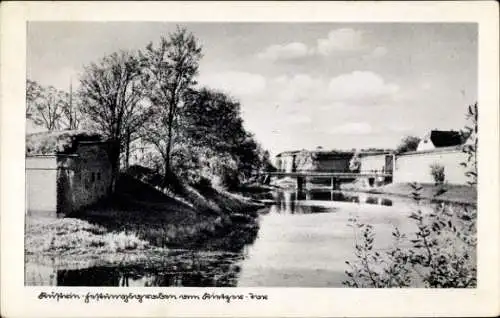 Ak Kostrzyn nad Odrą Cüstrin Ostbrandenburg, Festungsgraben, Kietzer Tor